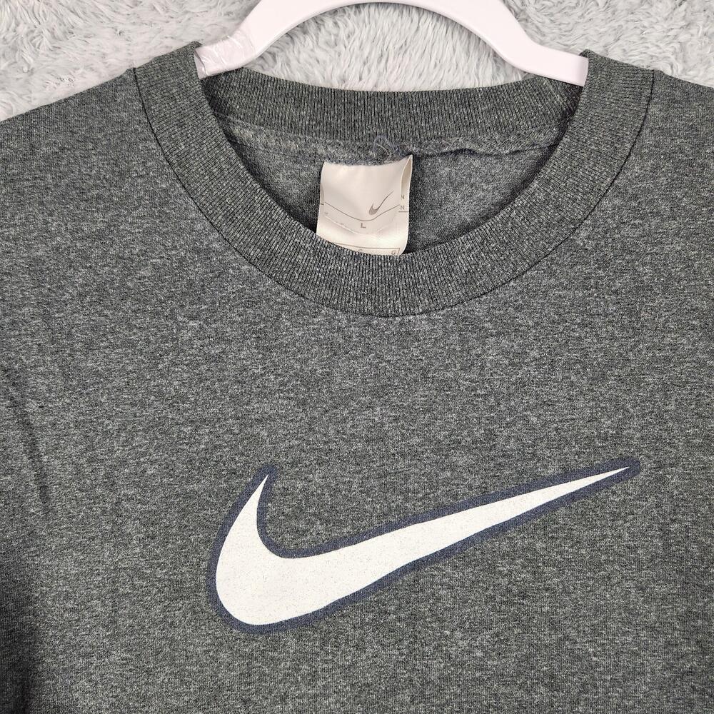 Vintage Nike shirt Mens Large Gray Long Sleeve Center Swoosh Logo Gray Tag Y2k